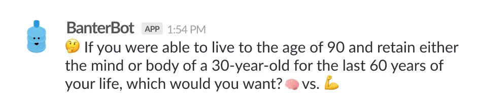Example Opinions and debate 👩‍⚖️ ice breaker from BanterBot