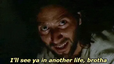 Animated gif of Desmond from Lost, a nod to his line “See you in another life, brother”