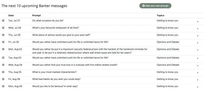 Editing and scheduling upcoming Banter messages