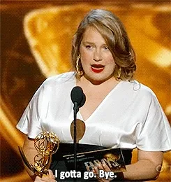 Animated gif of a person hurrying away, captioned “I gotta go”