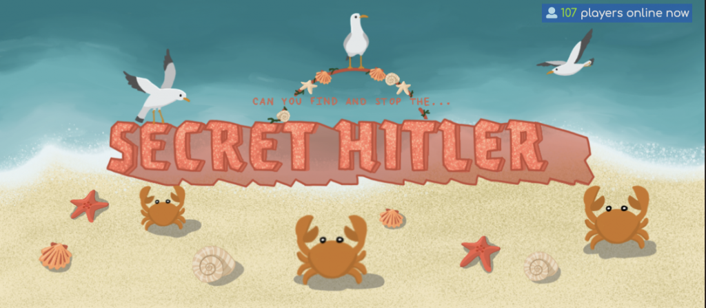 screenshot of secrethitler.io, featuring crabs and seagulls