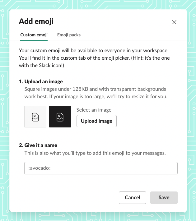 Add emoji dialog in Slack