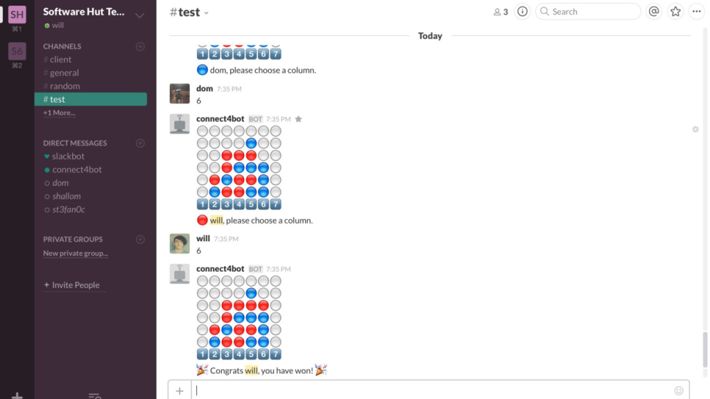 Connect4 for Slack