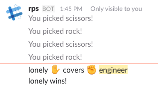 Rock paper scissors for Slack